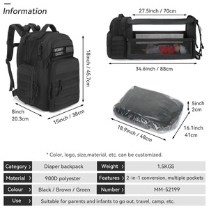 <span class=keywords><strong>Sac</strong></span> à <span class=keywords><strong>dos</strong></span> à langer tactique grand format 7-en-1 <span class=keywords><strong>avec</strong></span> station de change pour maman, bébé, femme, homme, papa – Indispensable pour les voyages et les nouveau-nés - Product Image 6