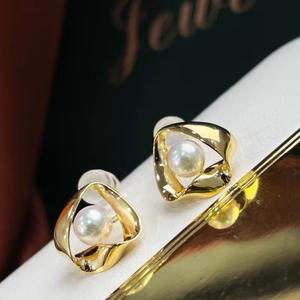 Accesorios de Plata S925 para DIY con Perlas, Bandeja Vacía con Cuentas Redondas de 7-8mm, 21908, Pendientes de Moda - Product Image 1