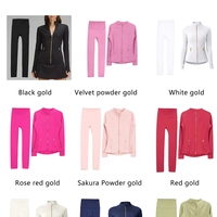 Vestes personnalisées en gros, ensembles de vêtements de sport et de yoga pour femmes à manches longues, moulants, à col montant, extensibles