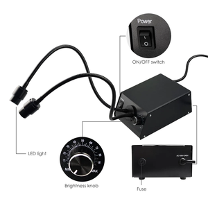 ไฟส่องสว่างแบบคอห่านคู่พร้อมตัวปรับความสว่าง |   ไฟ LED ปรับความสว่างได้ 100-240V สำหรับกล้องจุลทรรศน์สเตอริโอ (OEM) - Product Image 4