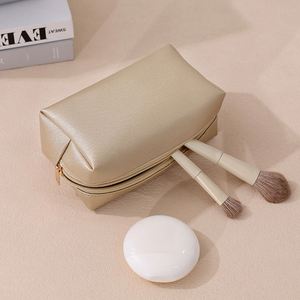 XDH1311 Factory 2025 Pure Color Cosmetic Bags Leather Handbag Wholesale <b>Makeup</b> Bag - Product Image 4