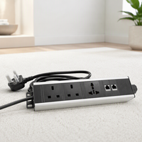 Bloc d'alimentation multiprise 3 prises en alliage d'aluminium pour montage en rack, prise PDU universelle, distribution d'alimentation, prise PDU UK 13A avec RJ45