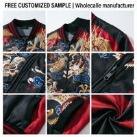 Blouson Bomber Homme Luxe Léger Style Chinois Personnalisé en Toile à Col Montant Séchage Rapide Décontracté Streetwear Uniforme de Baseball