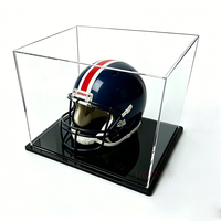 Vitrine de présentation en acrylique transparent anti-poussière avec base miroir noire pour casque de hockey ou de moto