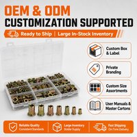Kit d'assortiment de 165 rivets à sertir jaunes en acier au carbone, à tête plate, métriques, M3 à M12
