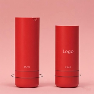 Cosmetic Replaceable Red Rotary Vacuum Airless Sunscreen <b>Bottle</b> 25ml 45ml Eye BB Cream Red Plastic Refillable Airless <b>Bottle</b> - Product Image 2