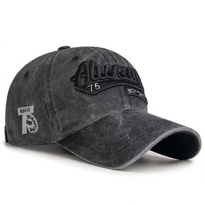 Casquette de baseball anti-UV avec broderie de lettres délavées, unisexe, sportive, élégante, à large bord, 100 % coton - Product Image 3