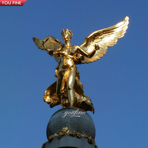 Statua <span class=keywords><strong>in</strong></span> <span class=keywords><strong>bronzo</strong></span> a grandezza naturale di angelo dorato <span class=keywords><strong>in</strong></span> volo per giardino esterno - Product Image 5