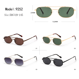 Pilot Sunglasses Rectangle Full Rim Gold Frame Green Lens UV400 Protection Unisex Adult - Product Image 3