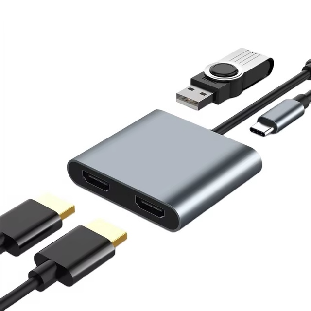 MST SST 4in1 Type C to Dual HDTV Adapter 100W PD Support C to 2 HD Splitter Extended Display Window Extend Two Different Screen