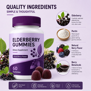 Gran Oferta: Gomitas de Extracto de Saúco Negro Natural con Zinc y Vitamina C al 3% para el Apoyo Inmunológico (No apto para Recién Nacidos) - Product Image 2