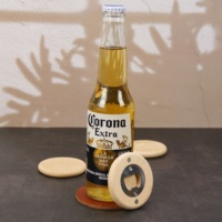 Ouvre-bouteille en bois rond personnalisé, gravé au laser, aimant, ouvre-bouteille de bière en bois pour souvenir