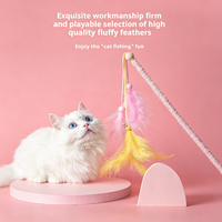 Jouet interactif anti-morsure pour chat, baguette d'exercice colorée avec plumes et clochette, pour chats d'intérieur et chatons, anti-ennui quotidien