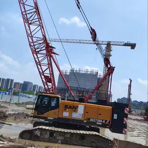 Marca superior usada SANY 75T 2021 modelo de grúa sobre orugas luces de advertencia precio elevador de pluma remolcable en stock entrega rápida - Product Image 1