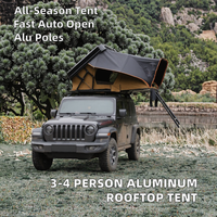 Tente de camping pour voiture d'extérieur pour 3-4 personnes avec toit en aluminium et accessoire d'échelle, grande taille, coque rigide supérieure, type de renfort droit