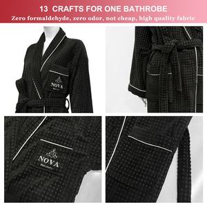 Uzun kollu kuşaklı tarzı Terry % 100 pamuk jakarlı BathrobeHotel Spa ev kullanımı kişiselleştirilmiş Logo bornoz - Product Image 2