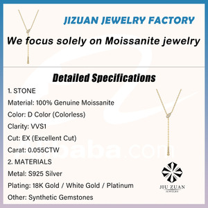 Collar con colgante de lágrima de moissanita chapada en oro S925 joyería en forma de Y de plata esterlina para mujer - Product Image 2