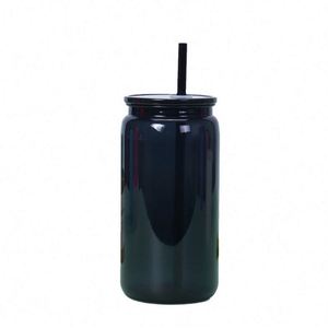 Hot Selling Colored <b>Mason</b> <b>Jar</b> Plastic Can Single Wall Insulated Blank Cans 16Oz Can With <b>Lid</b> and Straw - Product Image 4