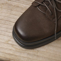 Escarpins vintage marron patchwork de haute qualité pour femmes, nouvelle collection automne 2026, chaussures à talons épais et lacets croisés pour dames