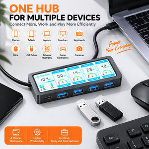 Hub USB 3.0 de Alta Velocidad con 4 Puertos, Pantalla de Medición de Energía, Alimentación Tipo C, Puertos de Datos USB A, Adaptador de Expansión USB Compacto - Product Image 4