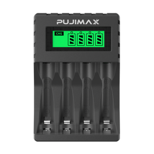 <span class=keywords><strong>Caricabatterie</strong></span> Portatile PUJIMAX con Display LCD a 4 Slot <span class=keywords><strong>per</strong></span> <span class=keywords><strong>Batterie</strong></span> <span class=keywords><strong>Ricaricabili</strong></span> <span class=keywords><strong>AA</strong></span>/AAA Ni-MH/Ni-CD, Uscita 1.2V, Micro USB Tipo-C - Product Image 6