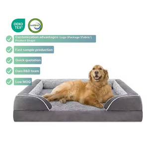 Suppliers Custom Gray Velvet Rectangle Orthopedic <b>Dog</b> <b>Bed</b> Outdoor Travel Memory Foam 4 Sided Pillow Pet <b>Bed</b> for <b>Medium</b> <b>Dog</b> - Product Image 1