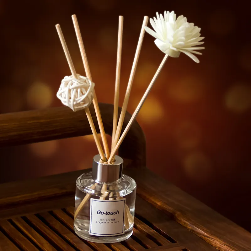 Go-touch 45ml luxury scent aroma fragrant perfume liquid air freshener reed ratan diffuser with sticks glass bottle