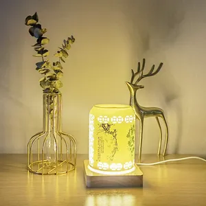 새로운 나무 직사각형 램프 기지 나무 세라믹 꽃병 빛베이스 나무 Led 램프 기지 Led 야간 조명