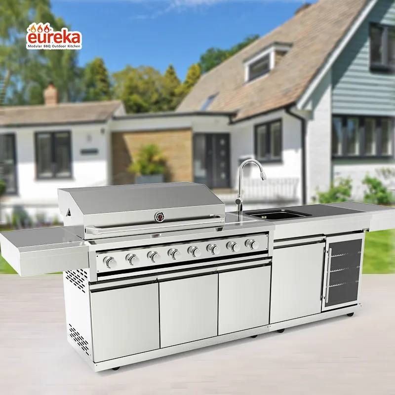 Gloss China Gas Bbq Grill Home Kitchen Cabinet with Sink