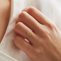 Anillo Ovalado Clásico Minimalista Chapado en Oro, Joyería Decorativa, Delicado Anillo de Sello Ovalado para Mujer