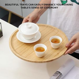 ถาดเสิร์ฟไม้ไผ่ทรงกลม 2 ชิ้น ขนาด 25 ซม. และ 20 ซม. สำหรับอาหารเช้า กาแฟ <span class=keywords><strong>ชา</strong></span> ขนมขบเคี้ยว และชาร์กูเตอรี - Product Image 3