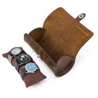 Rouleau de Montres en Cuir Étui de Voyage pour Montres de Luxe à 3 Logements, Facile à Transporter, Présentoir Support Remontoir pour Hommes CF1117