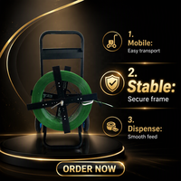Chariot manuel de distribution de fil de cerclage PET, enrouleur de sangles en plastique, distributeur de sangles PET PP, chariot d'outillage de cerclage