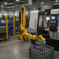 Manipulateur industriel à bras rigide, colonne mobile guidée sur rail, bouton poussoir, AC380V, pour l'entretien de machines CNC et le chargement de pièces, personnalisé CE