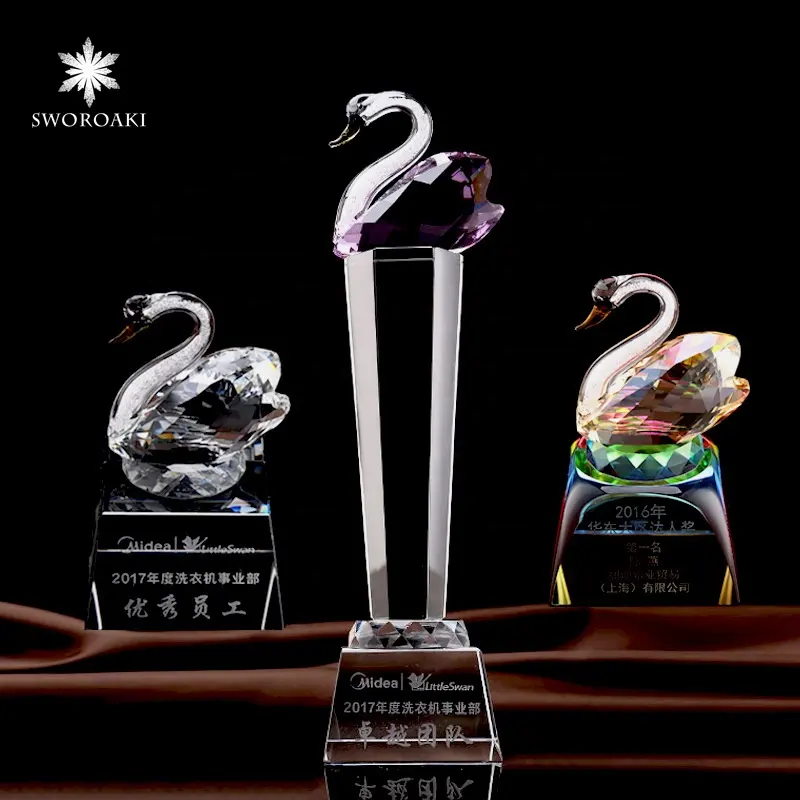 Di alta Qualità Su Ordinazione Bella Swan Premio Trofeo di Vetro di Arte