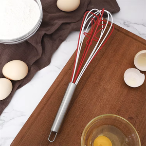 Fouet à œufs manuel en silicone avec manche en acier inoxydable, idéal pour la pâtisserie domestique et la préparation de pâte à <span class=keywords><strong>pain</strong></span> <span class=keywords><strong>d</strong></span>'épices - Product Image 1