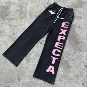 Maßgefertigte French Terry 450 GSM Schwergewichtige Sonnenverblasste Säuregewaschene Distressed Applikation Patch-Stickerei Jogginghose für Herren - Product Image 1