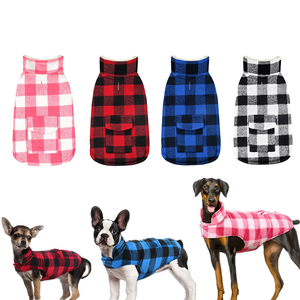 Tanpopo <b>Dog</b> Winter <b>Coat</b> Classic Plaid Fleece <b>Dog</b> Cold Weather Jacket with Pocket Windproof <b>Warm</b> Vest Pet Clothes Apparel for <b>Dog</b> - Product Image 1