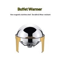 Réchaud de buffet transfrontalier en acier inoxydable or/argent, électrique/gaz, avec couvercle entièrement rabattable, pour le petit-déjeuner et l'hôtellerie