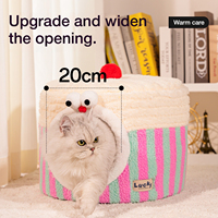 Lit pour chat fermé et confortable en 3 tailles avec mousse à mémoire de forme 3D, maison-caverne entièrement détachable pour chats d'intérieur, chatons et petits chiens