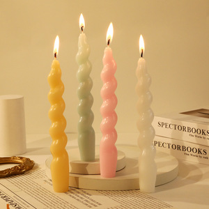 Twisted Spiral Taper <b>Candles</b> <b>Set</b> Of 2 Unscented Smokeless Wave Stick <b>Candles</b> For Wedding Dinner Home Atmosphere Decor - Product Image 1