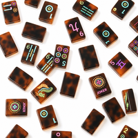 Fichas de Mahjong American Woodlands, Serie Joy, Grabado de Tortuga en Acrílico, Juego de Fichas de Mahjong Americanas, Regalos para Juegos de Mesa
