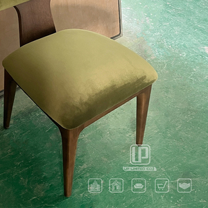 Venta Directa de Fábrica, Sillas con Cojín de Terciopelo Verde, Estructura de Madera Marrón, Silla Individual Curva para Sala de Estar, Silla de Terciopelo Verde - Product Image 3