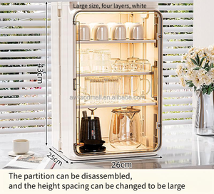 Organisateur de rangement en plastique avec porte pour salon Armoire de rangement pour gobelets en plastique transparent Boîte de rangement transparente pour gobelets et bouteilles anti-poussière - Product Image 5