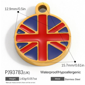 Breloques Pendentifs Personnalisées en Acier Inoxydable Drapeaux Nationaux USA Écosse Italie Caraïbes Voyage 192 Pays pour Bracelet Usine OEM - Product Image 6