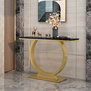 Modern Marble <b>Console</b> <b>Table</b> Gold <b>Metal</b> Pedestal Entryway Sofa <b>Table</b> for Living Room Villa Apartment - Product Image 1