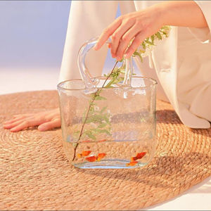 For Home Decor Luxury Transparent Green Pink Gray Crystal Decorative Flower <strong>Glass</strong> Handbag <strong>Vases</strong> Purse Hand <strong>Bag</strong> Shaped <strong>Vase</strong> - Product Image 5