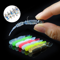 Leurres de pêche sur glace Spinpoler 47mm Ajing Worm Rock Fish Bait Soft TPR Flottant Lumineux Mini Swimbait pour Maquereau Cheval et Pêche en Rivière