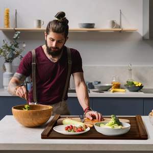 Planche à nouilles <span class=keywords><strong>en</strong></span> <span class=keywords><strong>bois</strong></span> d'acacia, <span class=keywords><strong>couvre</strong></span>-cuisinière - 30 x 22 pouces, protection <span class=keywords><strong>de</strong></span> comptoir prête à l'emploi pour cuisinières électriques et à <span class=keywords><strong>gaz</strong></span> (marron) - Product Image 3