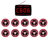 Sistema Inalámbrico de Llamada para Restaurantes, 1 Receptor con Pantalla LED y 10 Botones Redondos Multifunción, Sistema de Llamada para Camareros